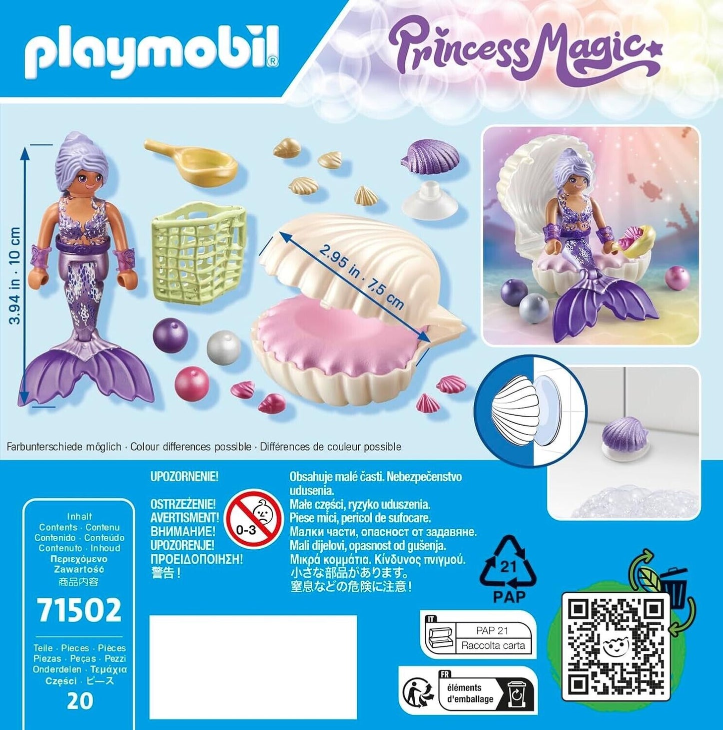 Princess Magic: Mermaid with Pearl Seashell, including clamshell playset girls