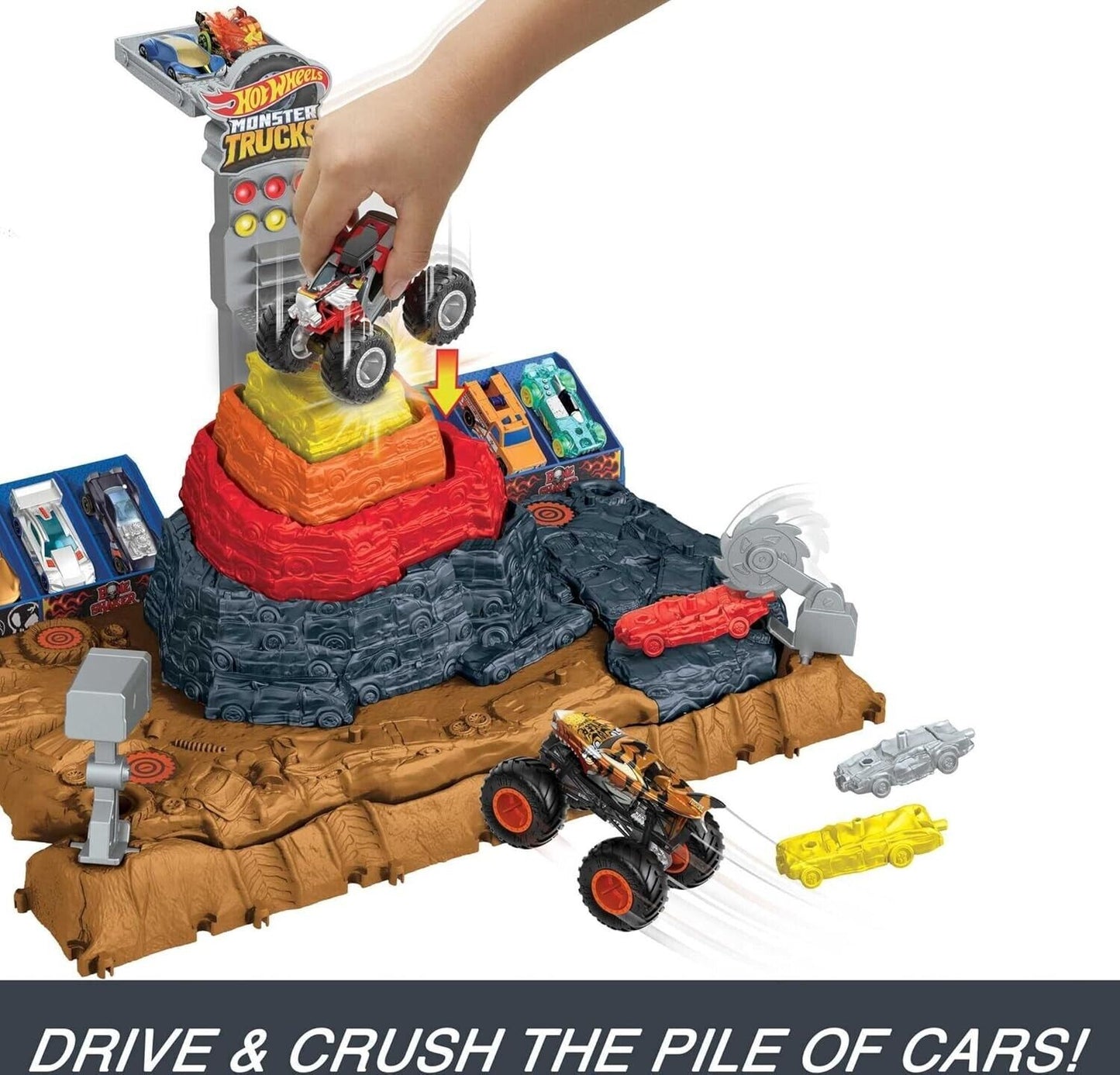 Hot Wheels Monster Trucks Arena Smashers Bone Shaker Ultimate Crush Yard Playset