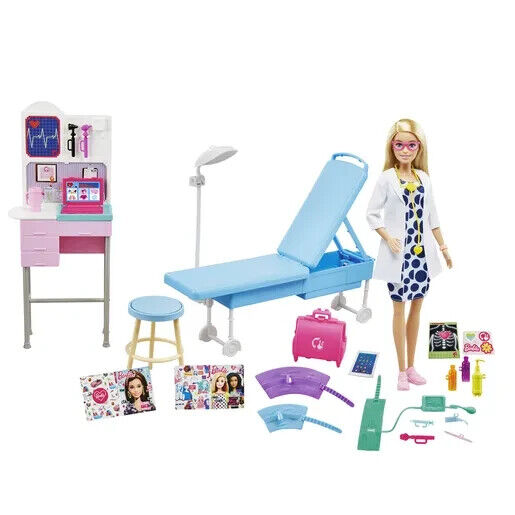 Barbie Medical Doctor Blonde Doll And Playset With Accessories