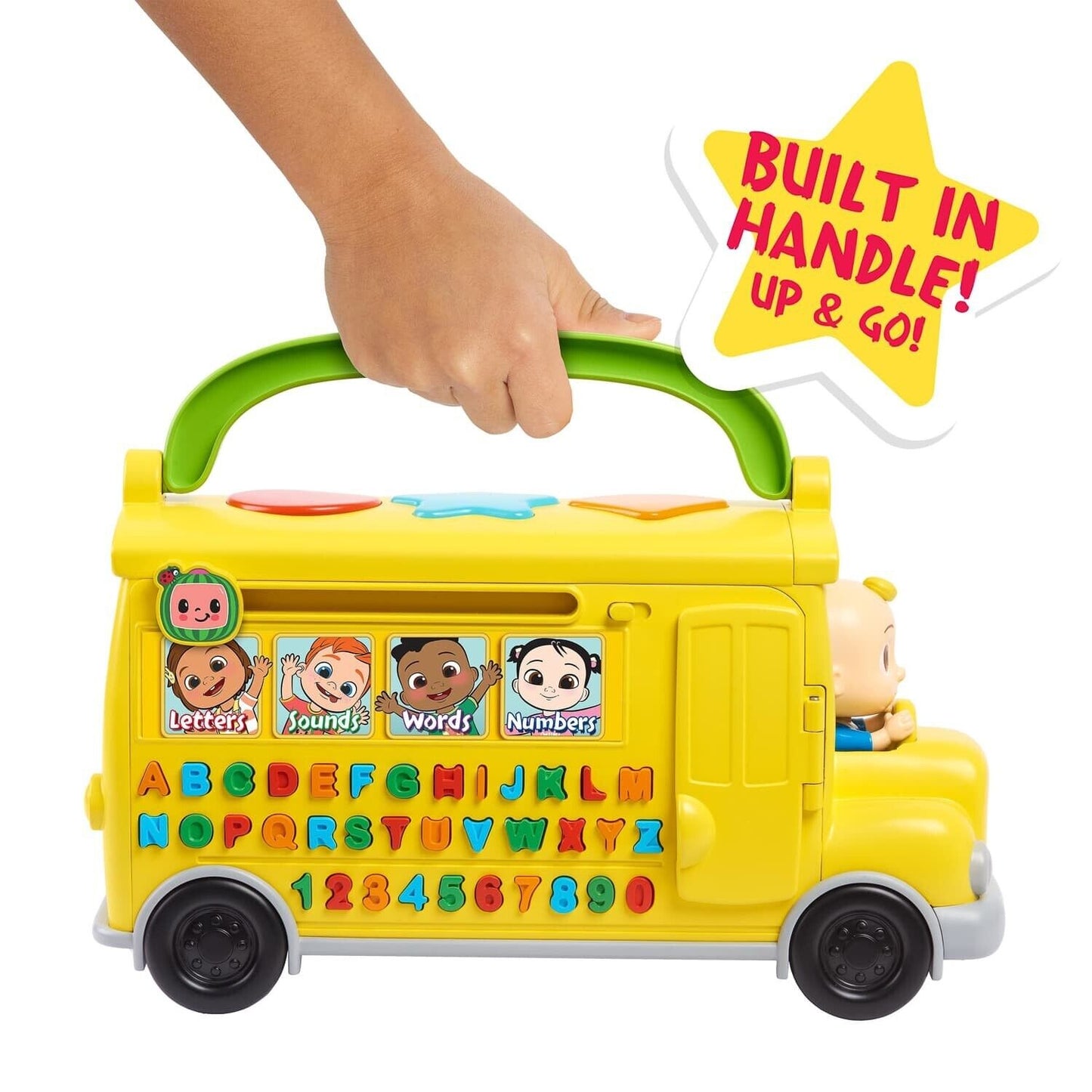 Cocomelon - Learning Bus, Yellow Bus Toy with Lights | Music and Sounds to Learn