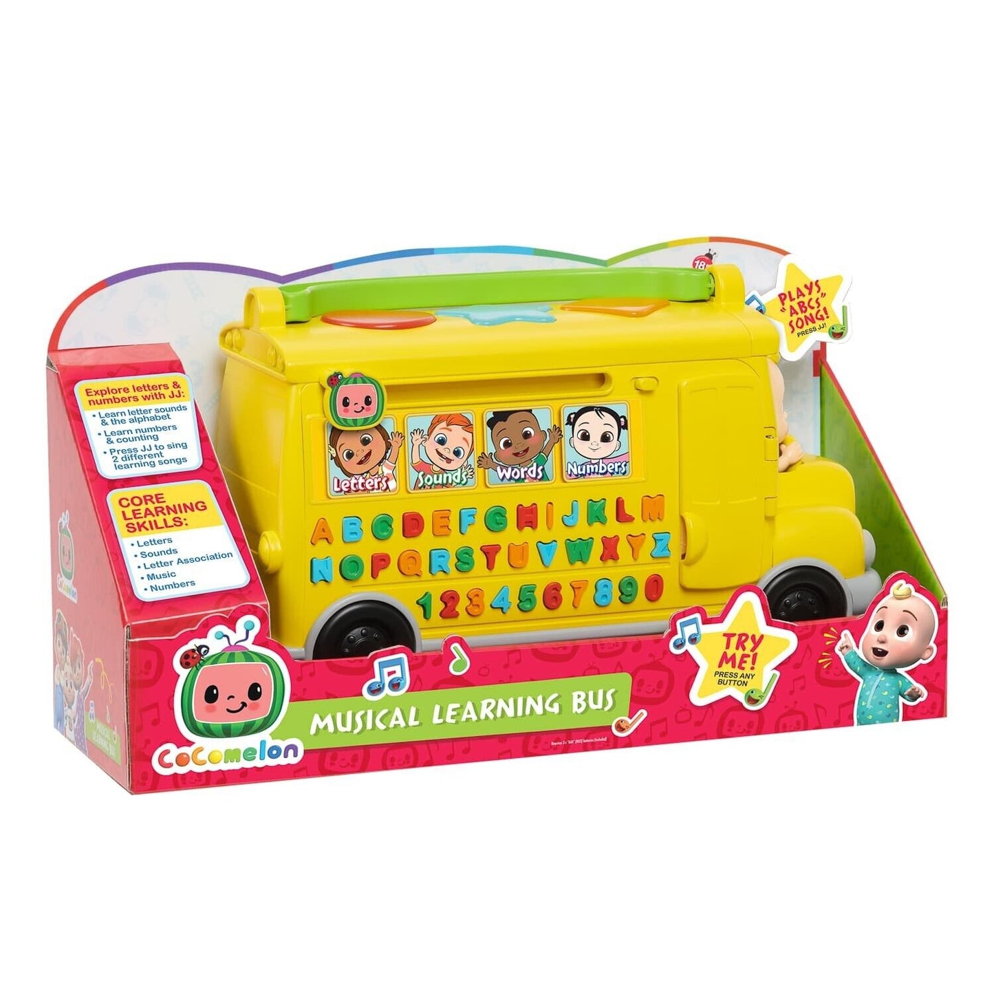 Cocomelon - Learning Bus, Yellow Bus Toy with Lights | Music and Sounds to Learn