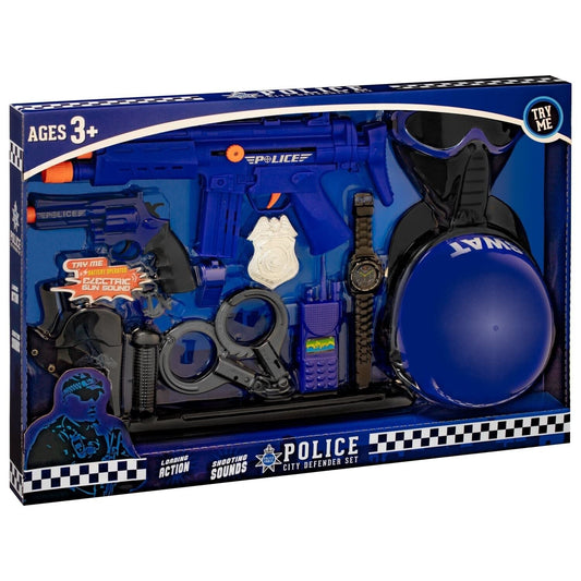 Police City Defender Set With Electric Gun Sound Toy Gun Army Play Set