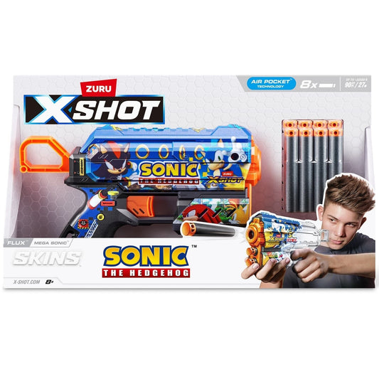 NEW Zuru X Shot - Sonic the Hedgehog FLUX Skins - Mega Sonic Foam Darts