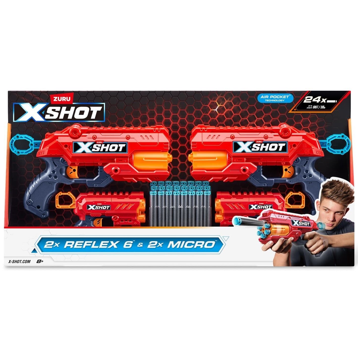 Zuru X Shot 2 x Reflex & 2 x Micro Gift For Xmas Birthday For Kids