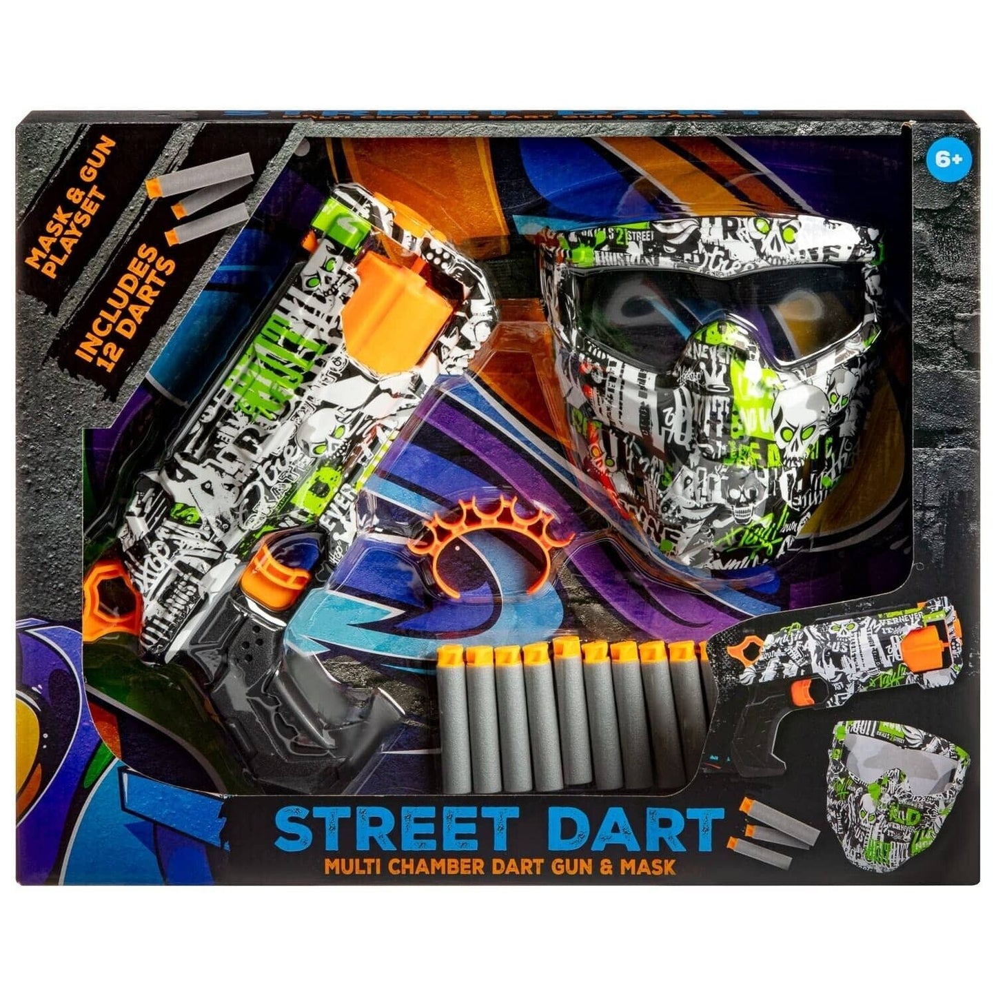 Grafitti  Multi Chamber Dart Gun & Mask  Playset Perfect Xmas Gift For Kids