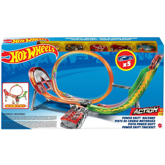 Hot Wheels Action Power Shift Playset For Kids Children - Comes with 5 Cars