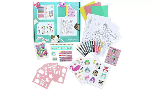 Official Squishmallow Large Art Stationary Set - Colouring, stencils, Stickers