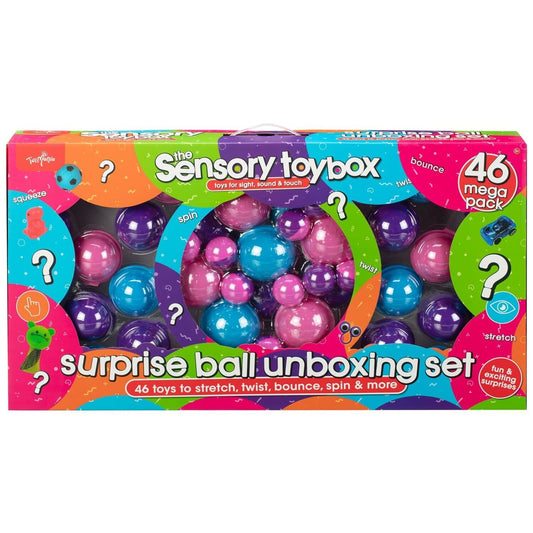 The Sensory ToyBox Surprise Ball Unboxing Set - 46 Toys to stretch twist bounce