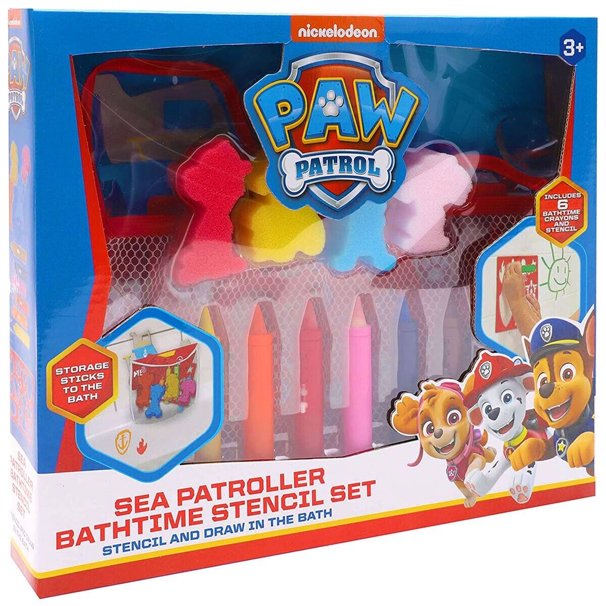 Nickelodeon Paw Patrol Sea Patroller Bathtime Crayon & Stencil Set Brand New