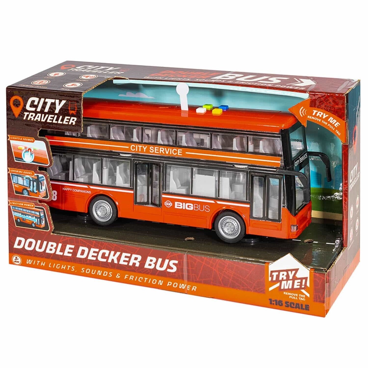 Double Decker Kids Toy Bus,City Traveller With Lights And Sounds New