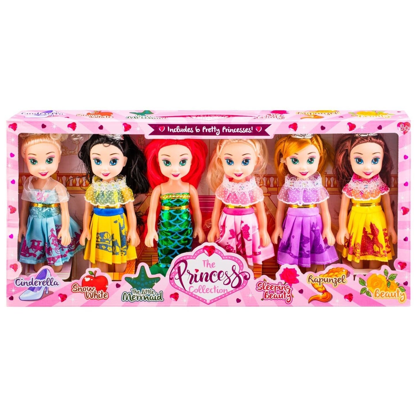 The Princess Collection Dolls 6 Pk Gift For Xmas Birthday Holidays For Girls 3+