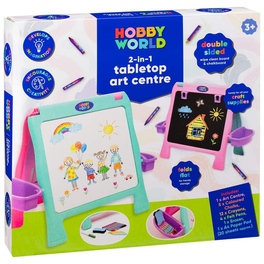 Hobby World 2 in 1 Tabletop Art Centre Double Sided Wipe Clean Board Chalkboard