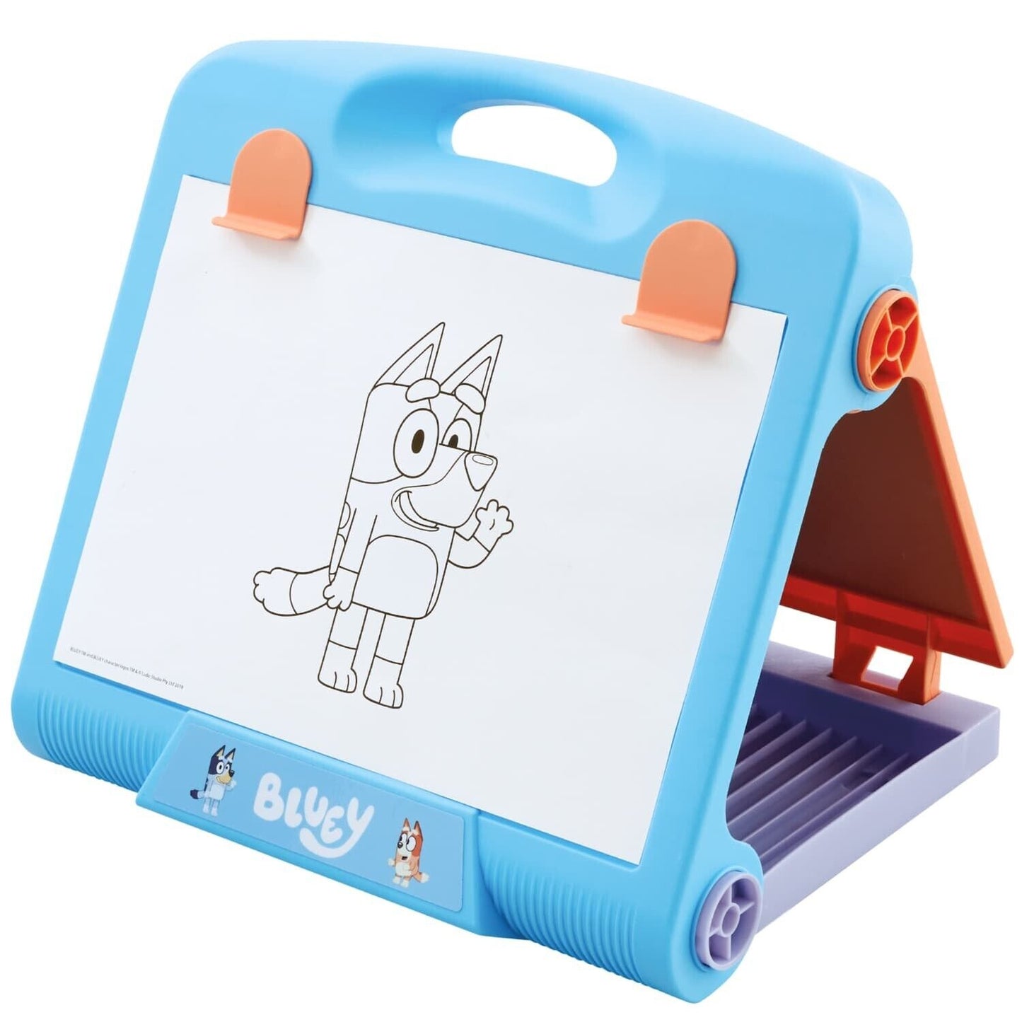 Easy Carry Bluey Table Top Easel Board, Chalk, Crayons, Colour Sheets, Stickers