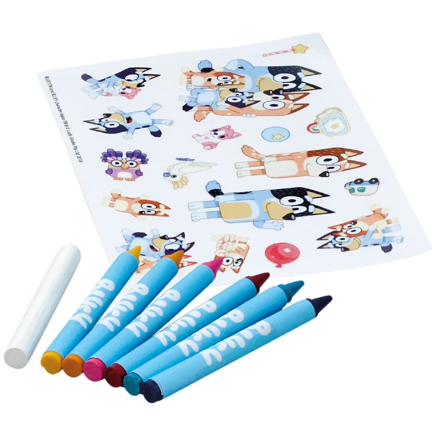 Easy Carry Bluey Table Top Easel Board, Chalk, Crayons, Colour Sheets, Stickers