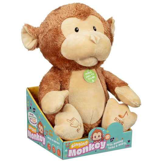 Singing Monkey Plush Soft Toy With Moving Head And Mouth Great Gift For Kids