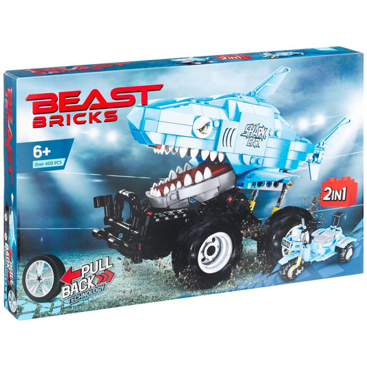 New Beautifull 2 in 1 Beast Bricks Pull back technology For 6+ years - Shark