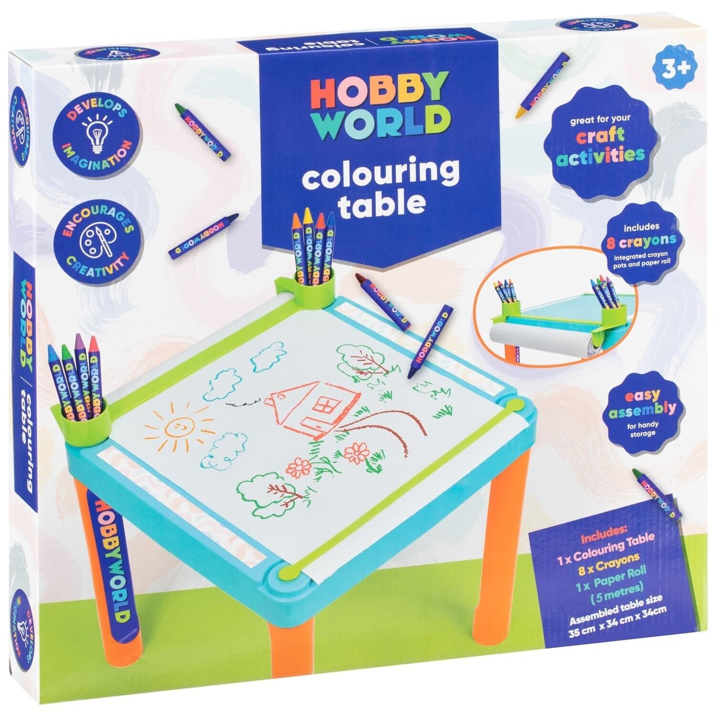 NEW KIDS HOBBY WORLD COLOURING TABLE PERFECT FOR CRAFT ACTIVITIES SET BEST GIFTS