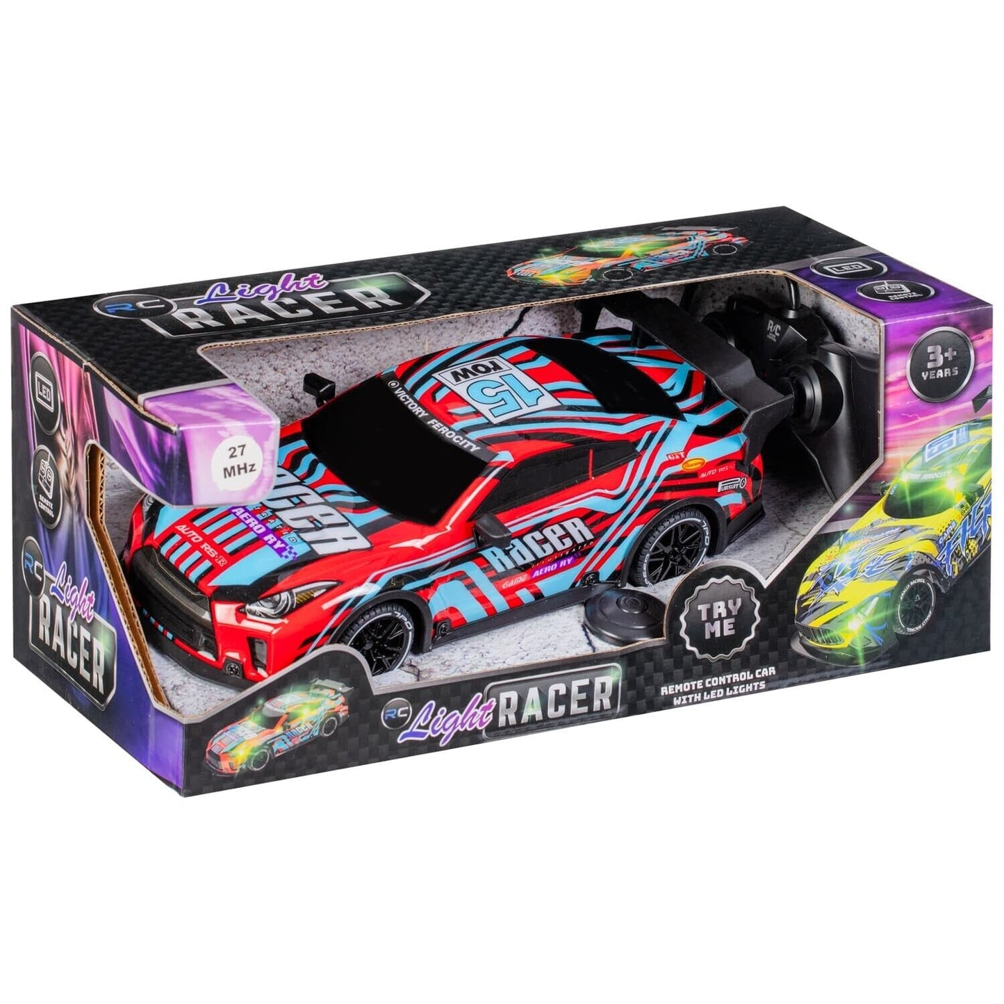 Red RC Light Racer With LED Lights Perfect For Indoor/Outdoor Racing Casual Joy