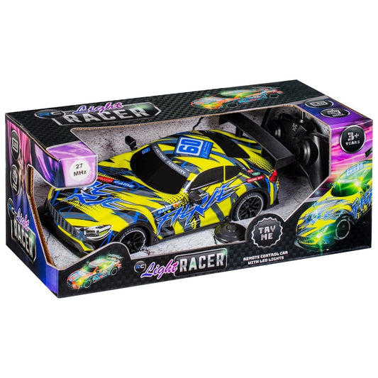 Yellow RC Light Racer with LED Lights Indoor/ Outdoor Racing, Casual Joy Rides