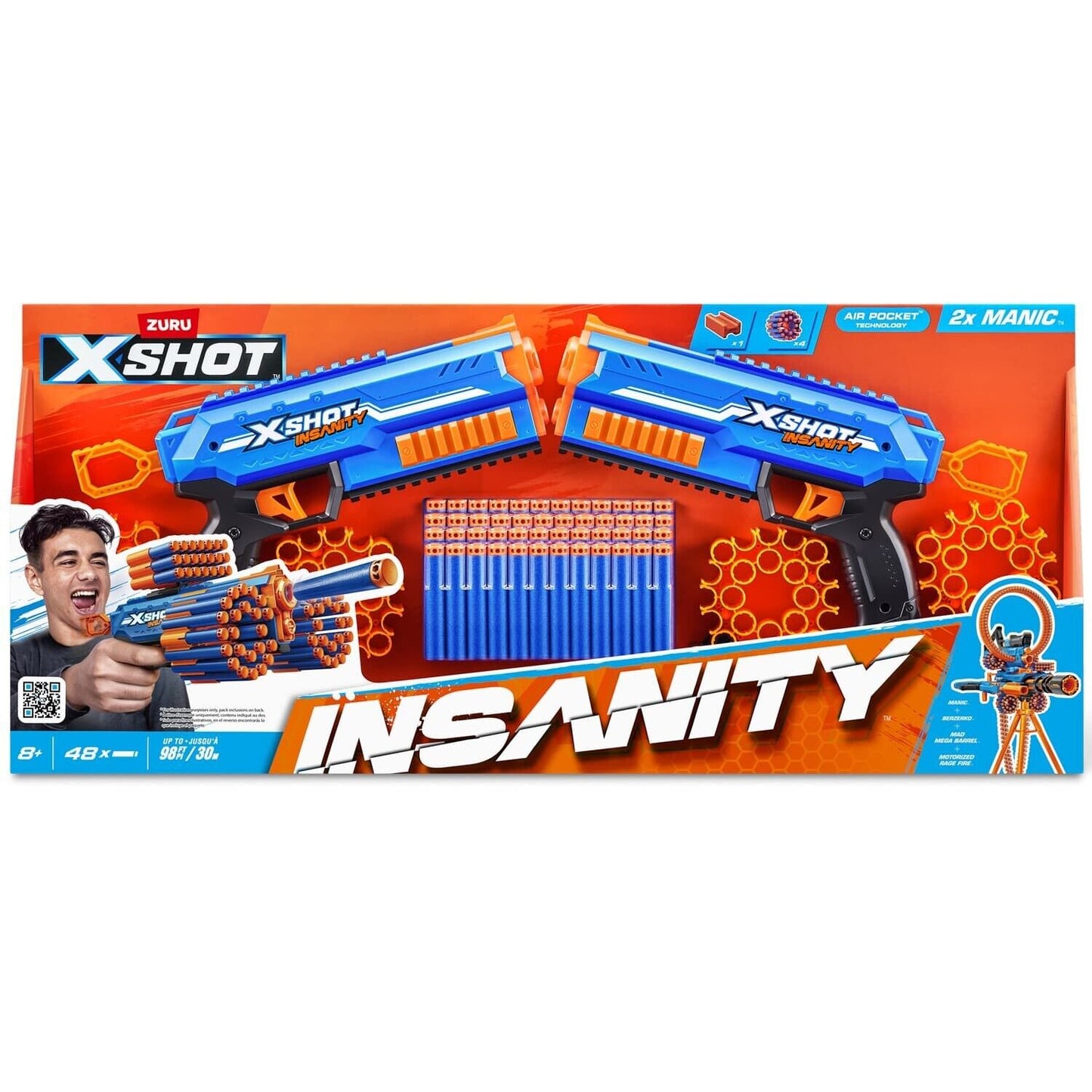 Zuru X-Shot Insanity Manic Twin Pack Insanity Manic Foam Dart Blaster Gun