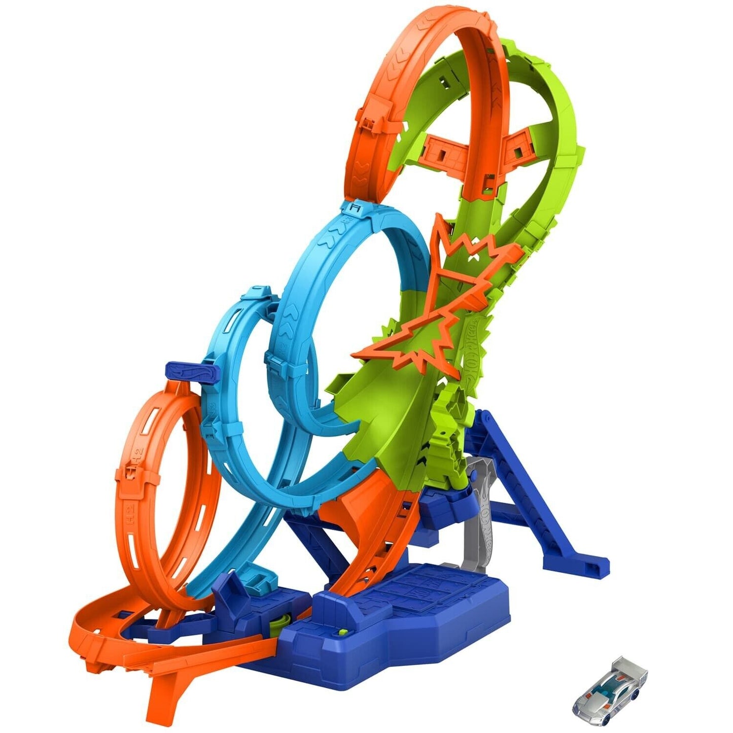 Hot Wheels Action 4 Loop Crash Out Track Playset With x1 1:64 Hot Wheels Car