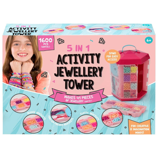 5 in 1 Activity Jewellery Tower Set, Jewelry Making Kit with Storage Xmas gifts