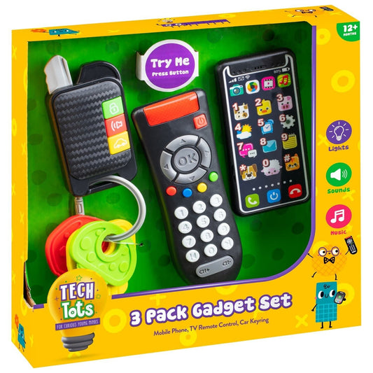 Gadget Set For Kids (Mobile Phone, TV Remote Control & Car Keys + Keyring) Gift