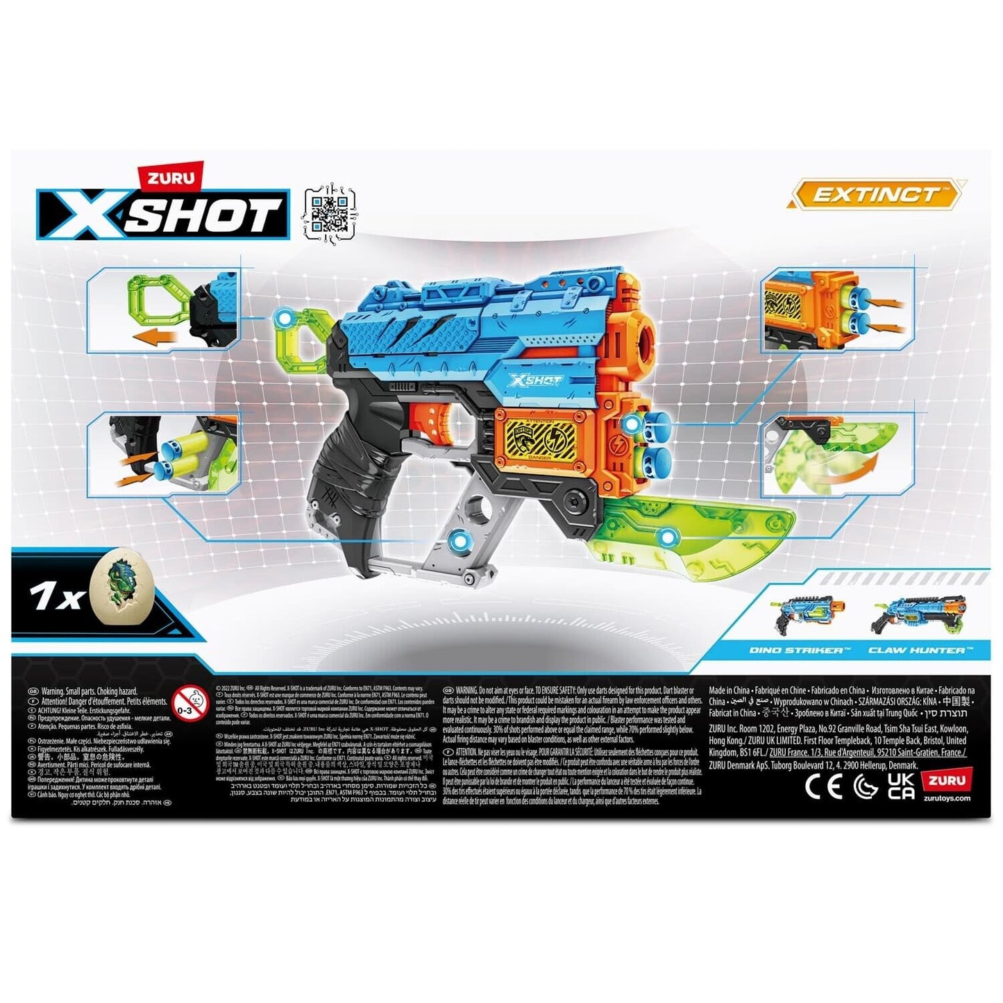 Zuru X-Shot Dino Attack Extinct Dinosaurs Kids Toy 8+ Toy Gun Gift Present Foam