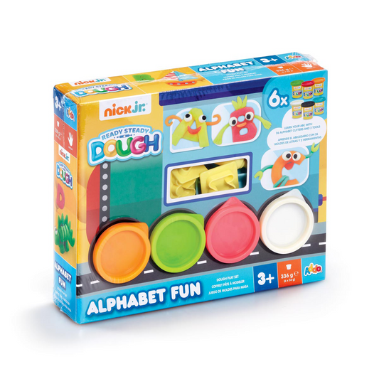 NICK JR. READY STEADY DOUGH, ALPHABET FUN - 26 CUTTERS, 2 TOOLS, 6 x DOUGH - NEW