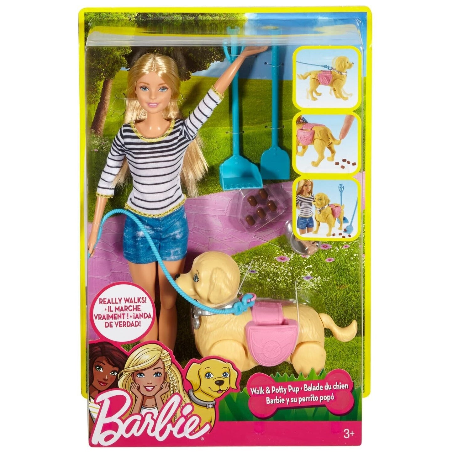 BARBIE • Walk & Potty Pup Doll Puppy and Accessories • DWJ68