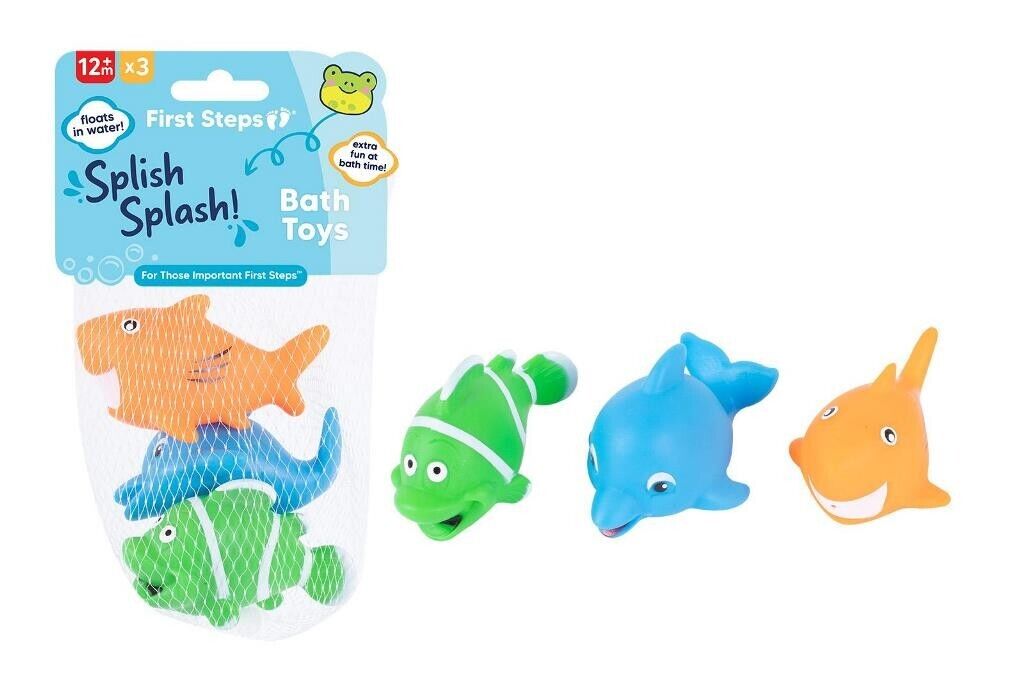 First Steps Vinyl Fish Family Bath Toy Baby Funtime Baby Toys 3pk