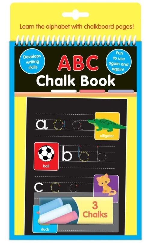 ABC Chalk Book Includes 3 Chalks NEW FREE P&P Kids/Children/Learning/ Writing