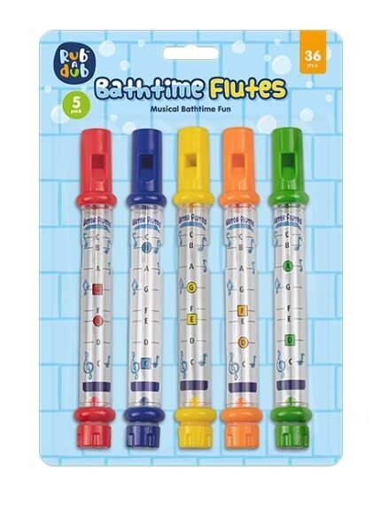 Bathtime Flutes - 5 Pack Baby Playtime Water Music Waterproof Toddler Kids Fun