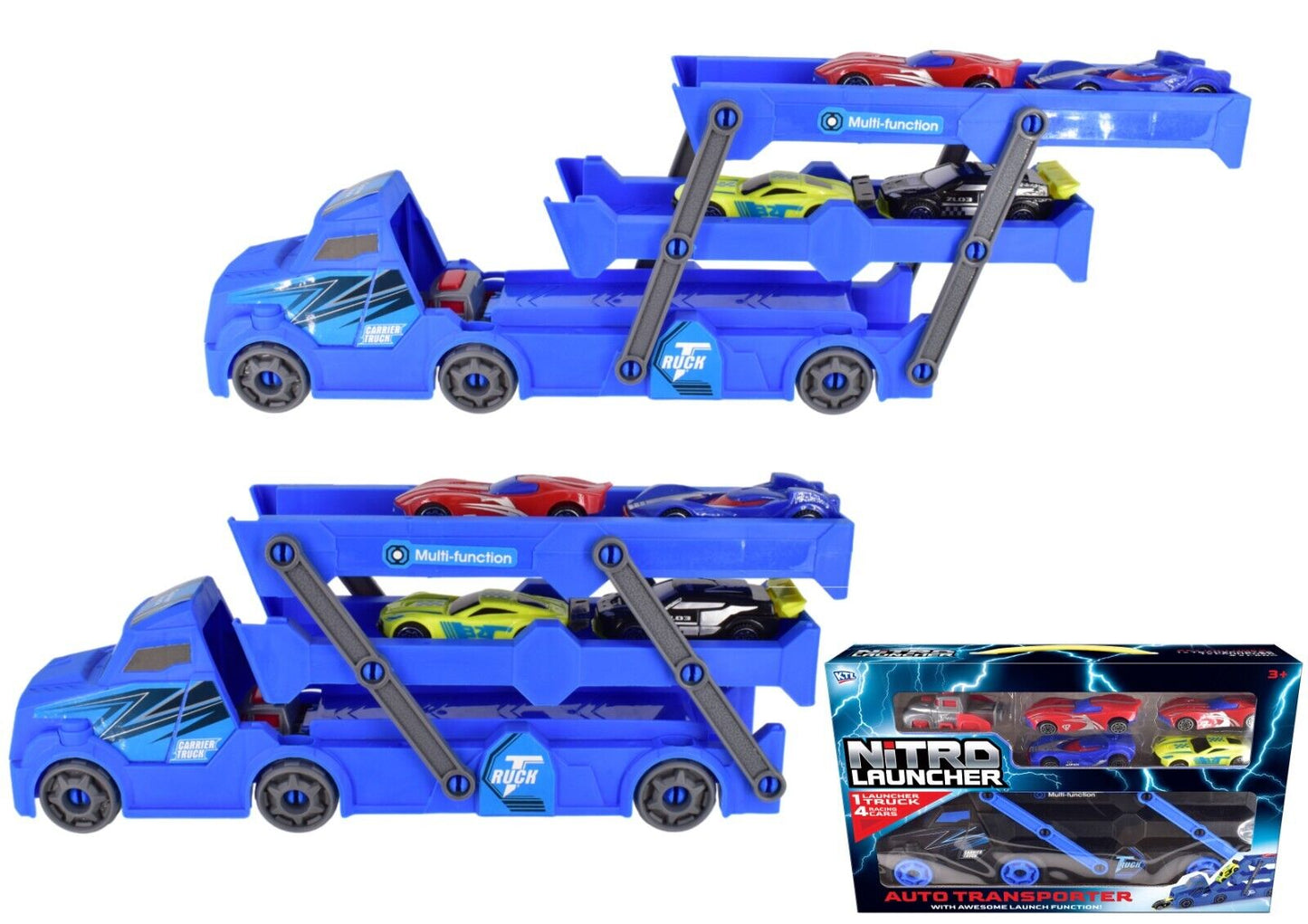 Rev Up the Fun with Our Car Transporter Nitro Launcher and 5 Speedy Cars!