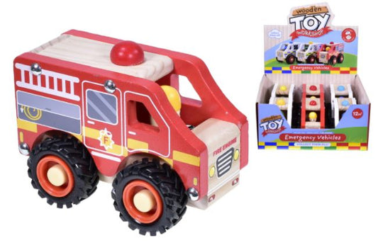 Wooden Wheels of Wonder: Emergency Vehicles For Kids/Children (Assorted Colors)