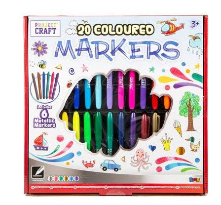 20-Piece Mettalic Markers Set - 14 Standard and 6 Mettalic Colors Included!