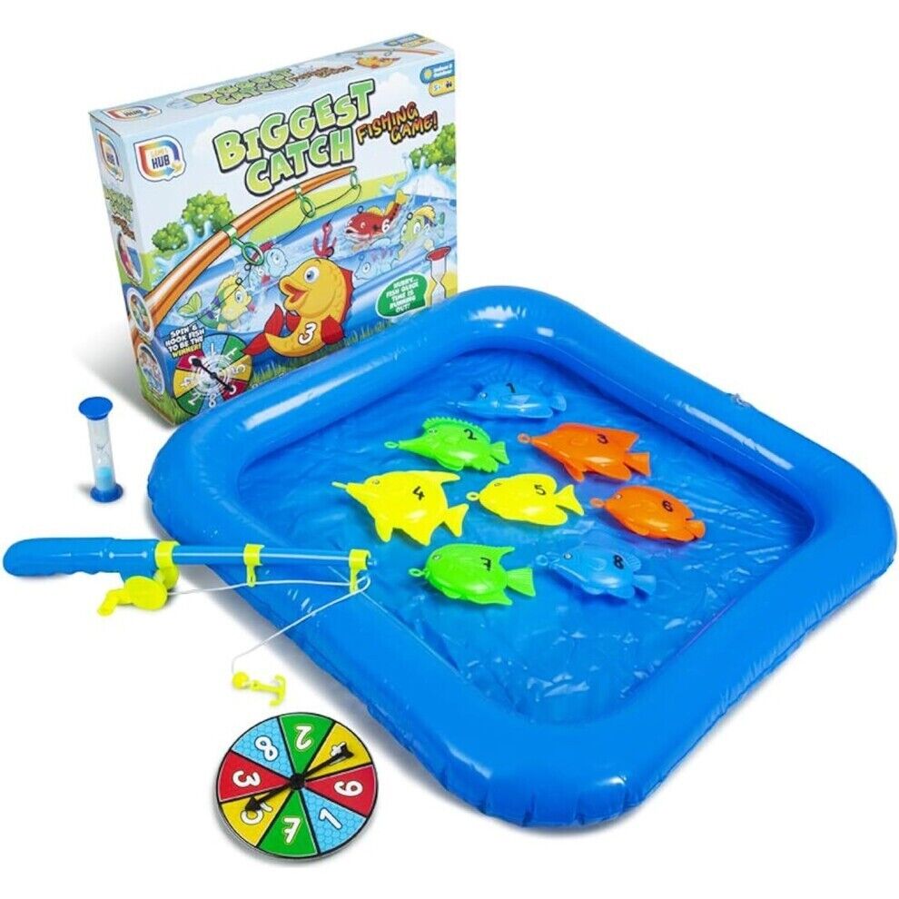 Fishing Game Kids - Novelty Indoor Outdoor Toy With Inflatable Pond, Fish & Rod