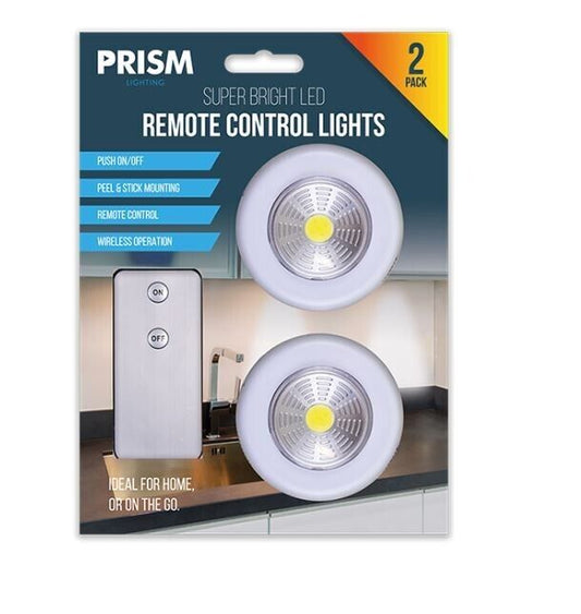 Remote Control LED Push Lights 2 Bright White Wireless Spot Lights