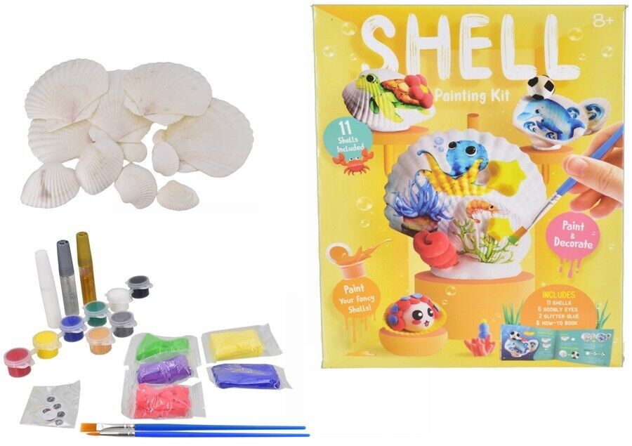 Shell Painting Kit 11 sea shells, 6 googly eyes, 2 glitter glue Fun and Creative