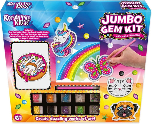 Unicorn/Cat/Dog Jumbo Gem Kit | 500 Pieces Arts and Crafts | Kids Gem Art Kit