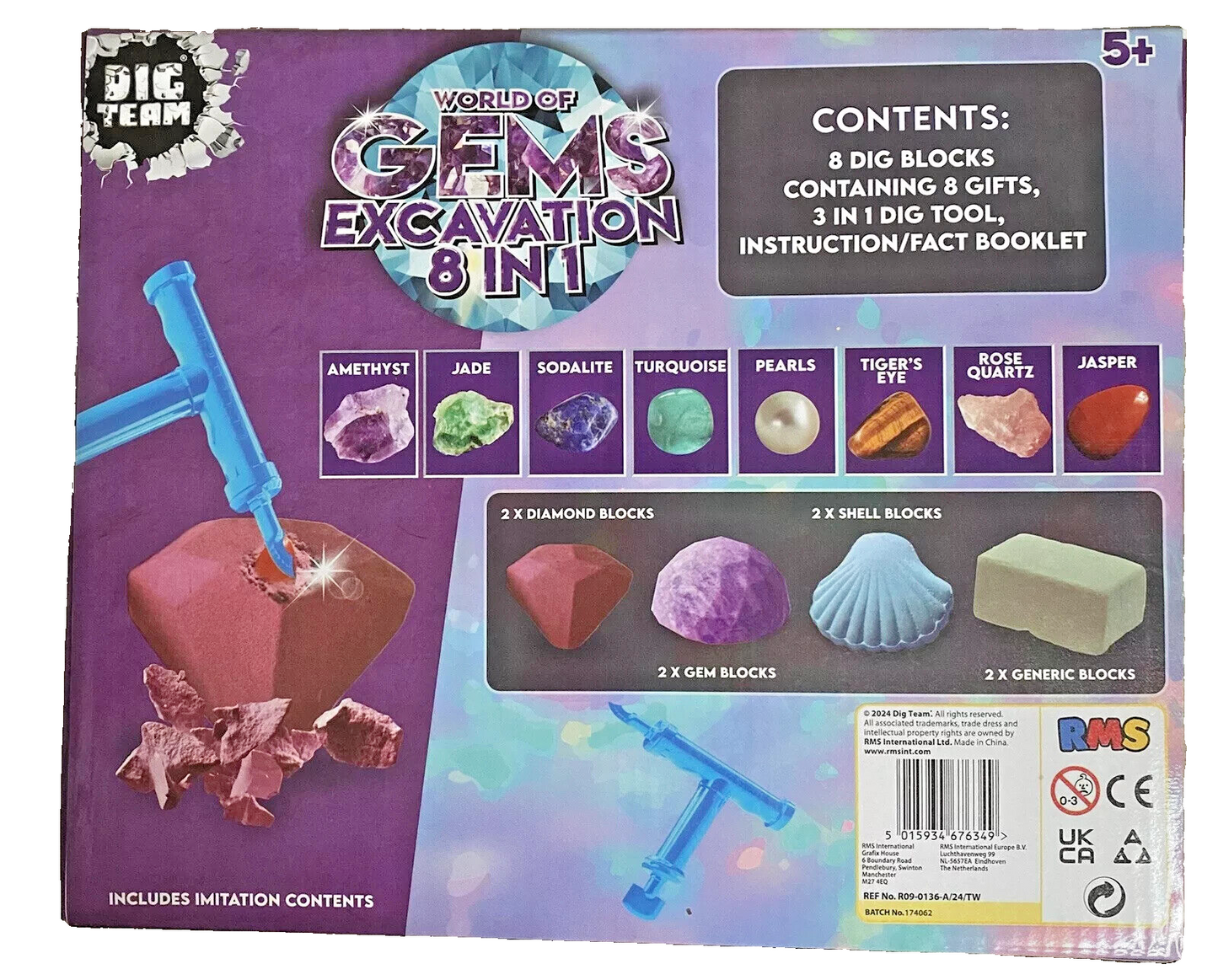 Dig Team World Of Crystals 8 in 1 Excavation Kit For Children/Kids 5+