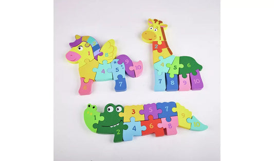 Wooden Animal Kids Jigsaw Puzzle Curved Edges Make For Safer Play