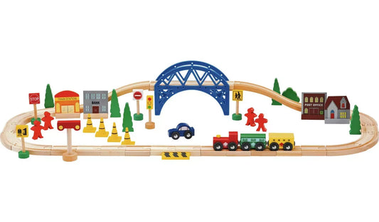 Wooden Train Set 60 Piece Toys Kids Children