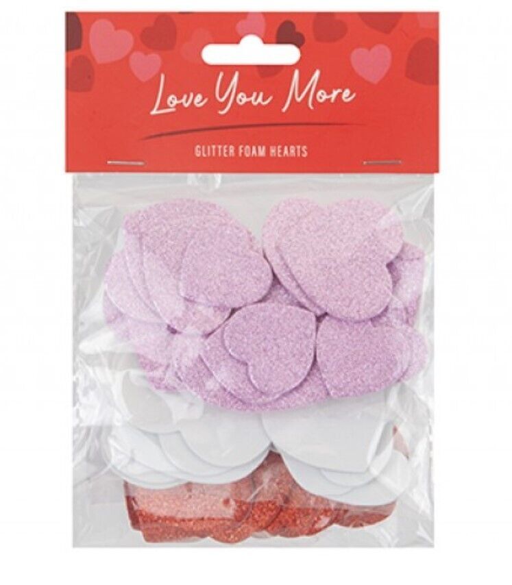 72 Piece Sparkling Foam Hearts - The Perfect Valentine's Day Gift!